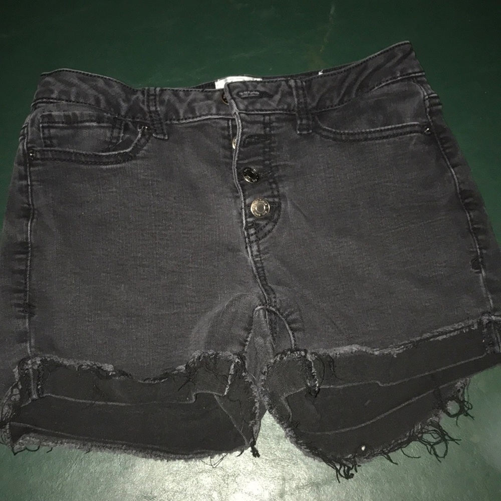 Black Denim High Waisted Shorts